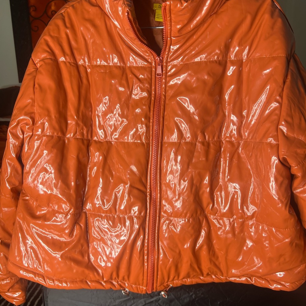 Daisy Shiny Orange Puffer Jacket